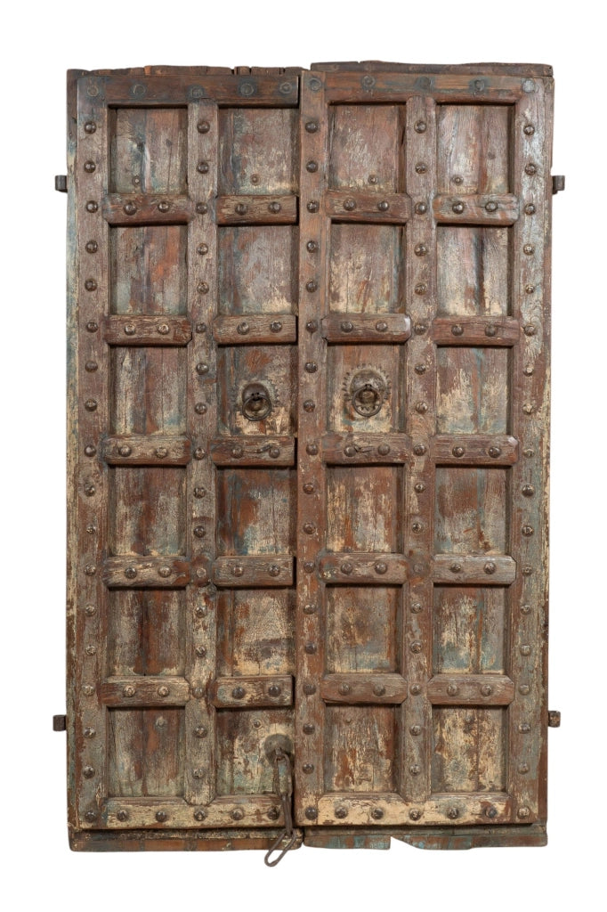 Biscottini Porta portone in legno massello e ferro da interno o da esterno vecchia e antica medievale scorrevole