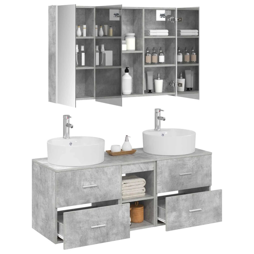 Set di mobili per il bagno 4 pcs Grigio Cemento 3406906