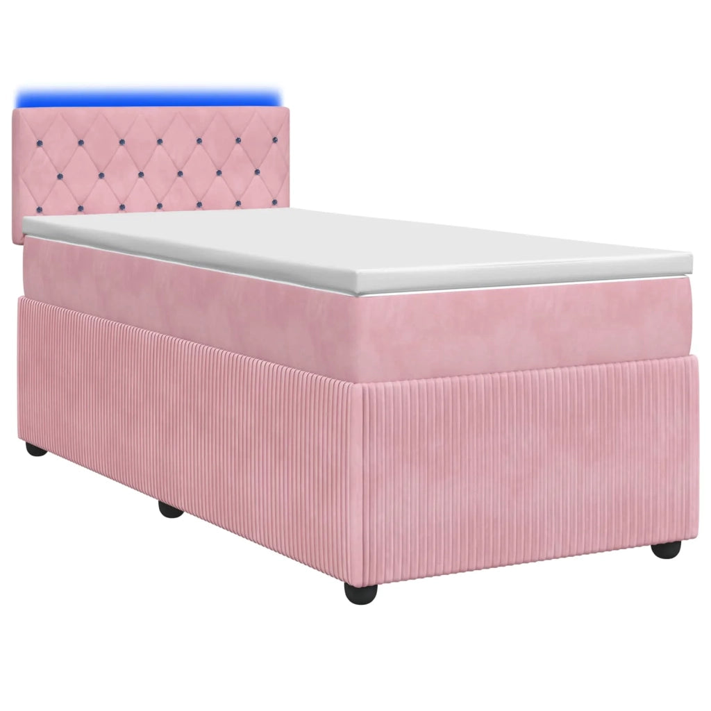 Letto box spring con materasso Rosa 100 x 200 cm Velluto 3453082
