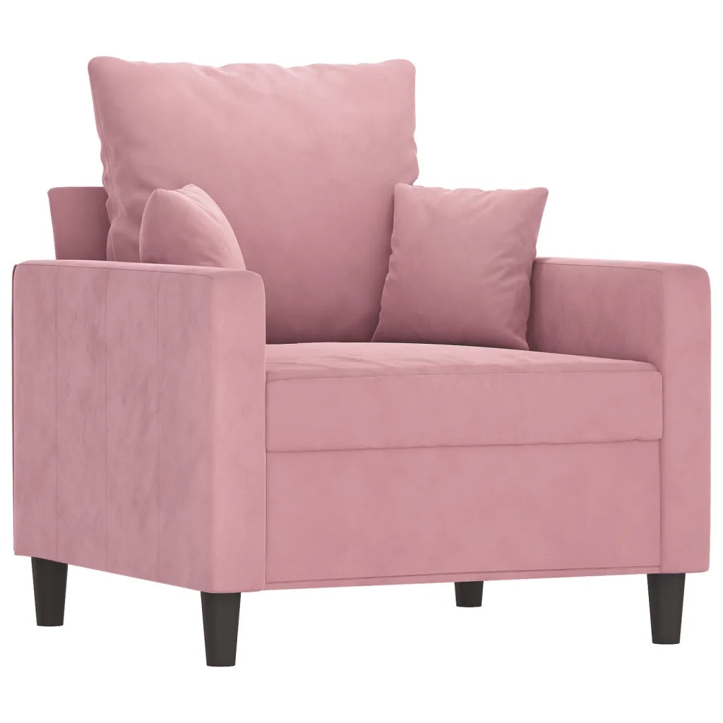 Set di Divani 4 pz con Cuscini rosa in Velluto