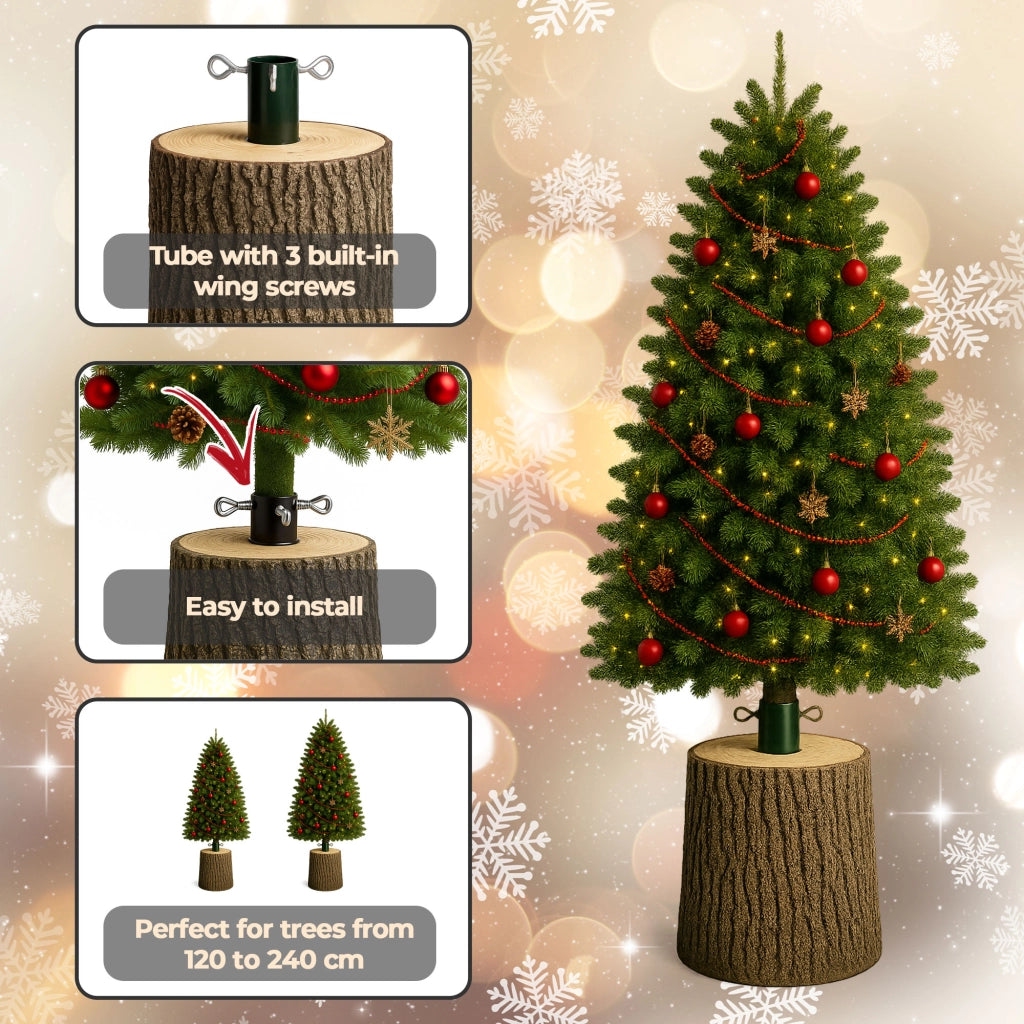 Kawaki S - Base a Tronco per Albero di Natale da 120 a 240 cm H31 cm Effetto Corteccia Realistico
