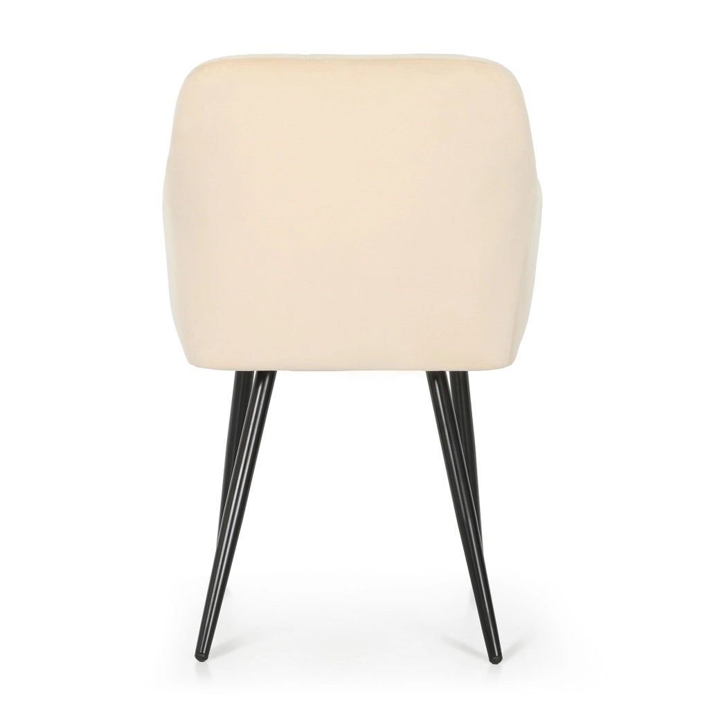 Set di 4 Sedie imbottite con cuciture quadrate LUXANO Beige gambe nere