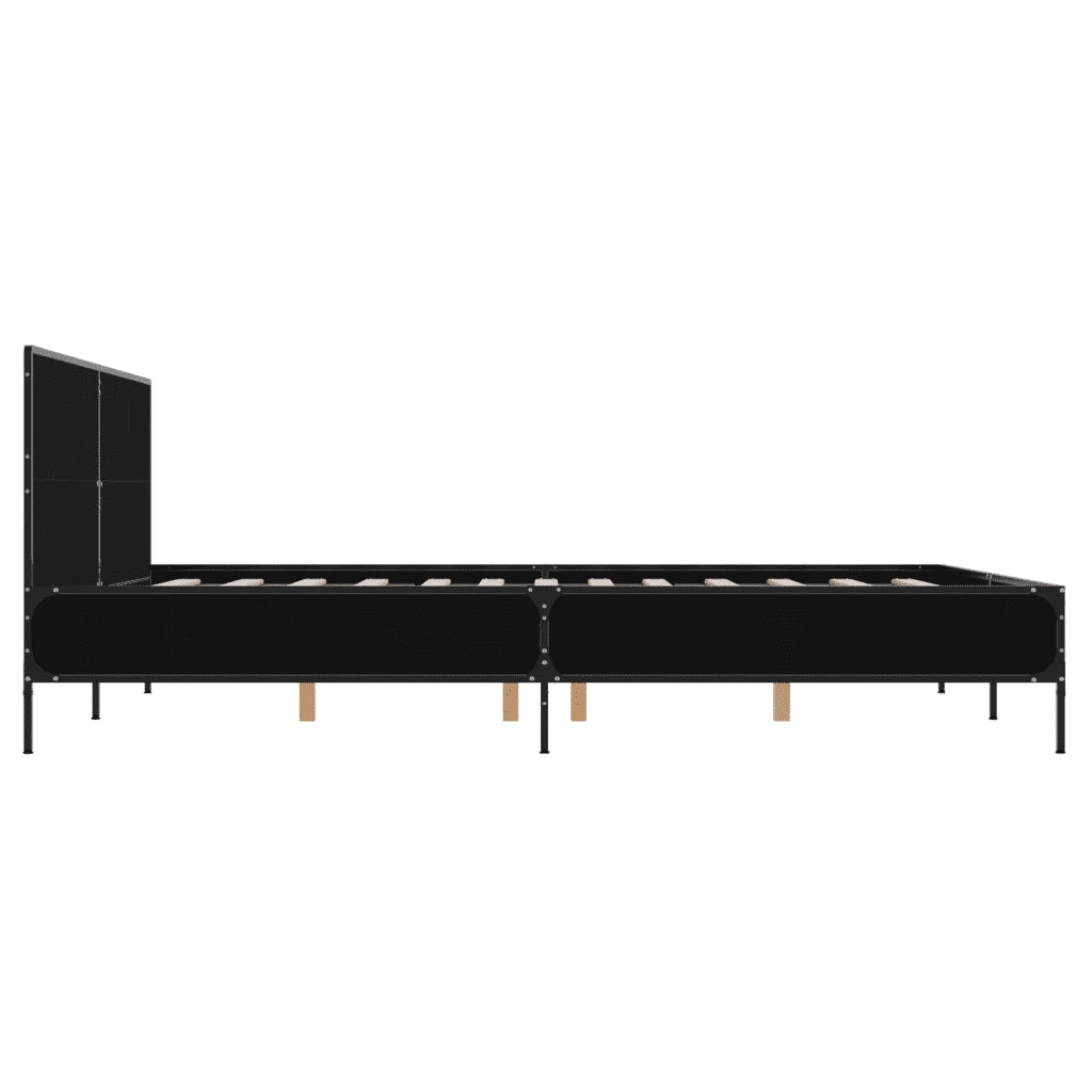 Giroletto Nero 160x200 cm in Legno Multistrato e Metallo 3280007
