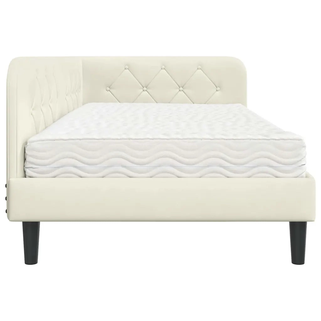 Cornice del letto ad angolo Crema 90 x 190 cm Velluto 3394151