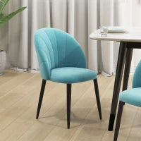 Set 2 Sedie da Salotto e Sala da Pranzo Imbottite, in Metallo e Tessuto Effetto Velluto Verde Chiaro, 52x54x79 cm