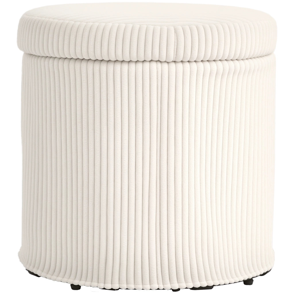 Pouf rotondo imbottito in velluto con struttura in metallo ¨C Zephmum ¨C Beige ?40x41 cm