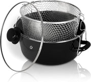 Padella a Frittelle con Borchie in Acciaio Inox e Coperchio in Vetro - 24 cm - Padella Termoisolante per Frittelle e Calamari