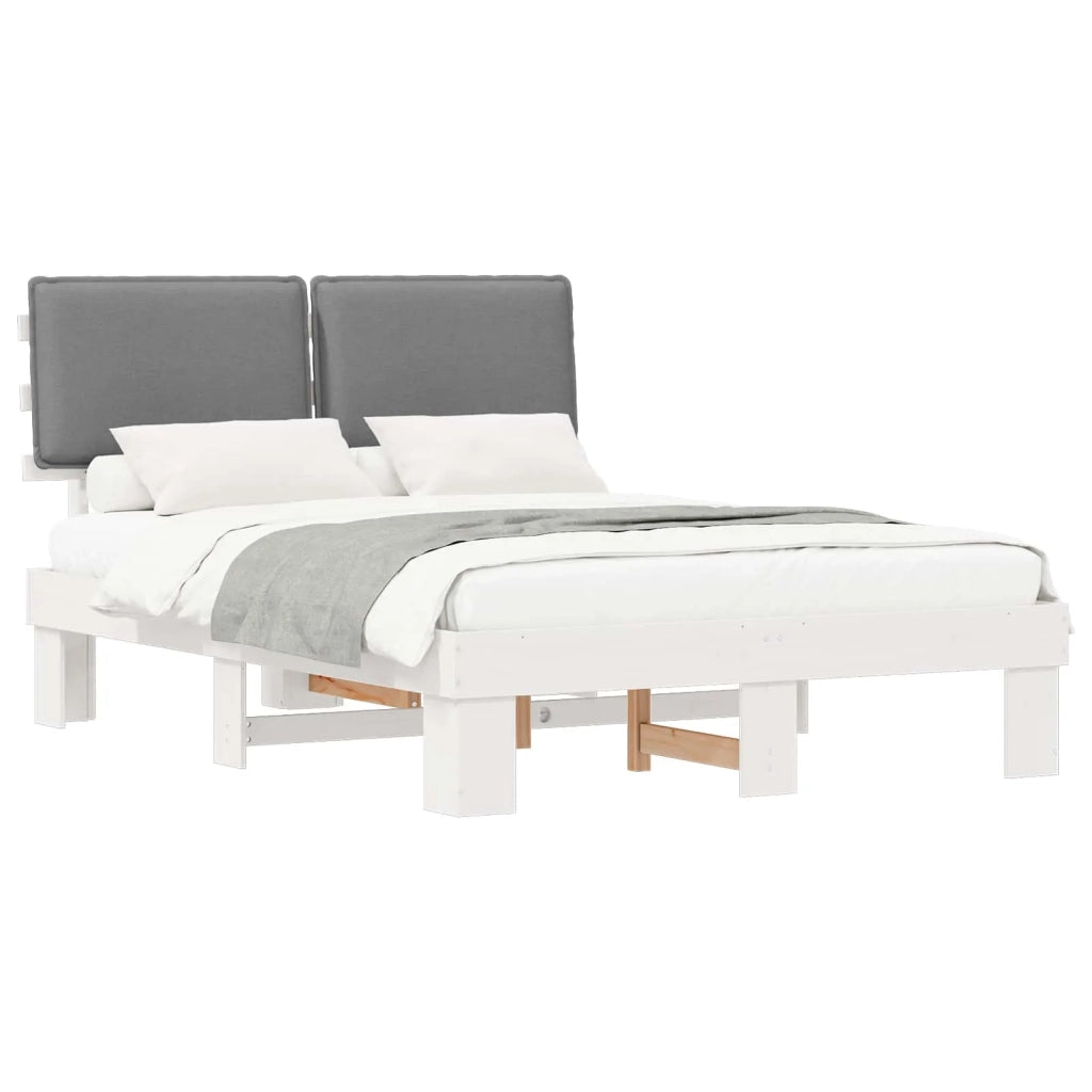 Letto con Testiera Rivestita Grigio chiaro 135 x 190 cm 877293