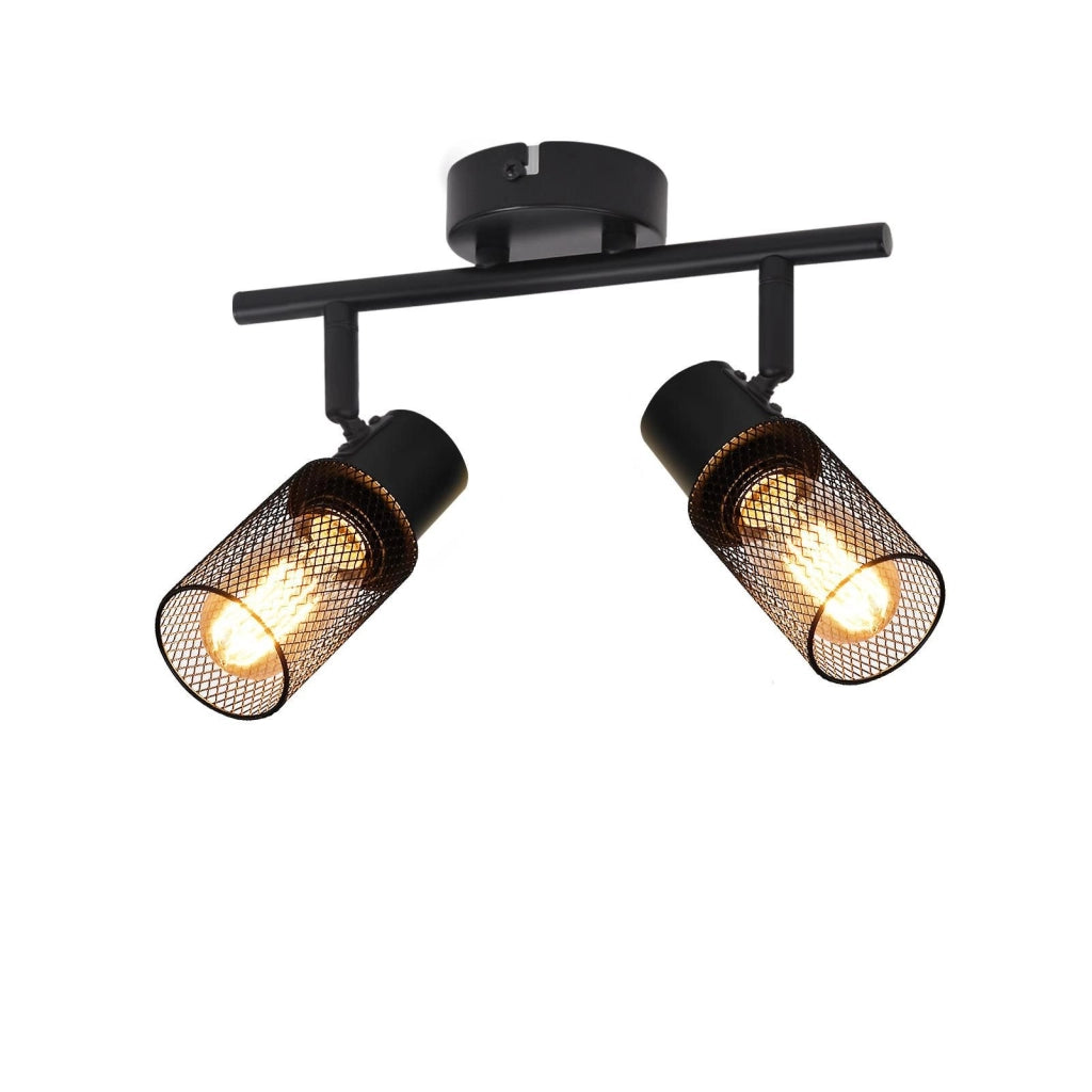 ZMH Faretto da soffitto neri 2 luci E27 metallo industriali rotativi 330° per saloni camere sale pranzo senza lampadina