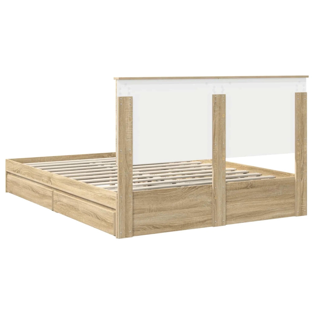 Letto con Contenitore con testiera Rovere Sonoma 150 x 200 cm