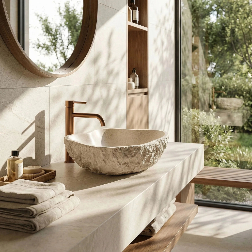 Lavabo Da Appoggio Rea Isla Warm Beige