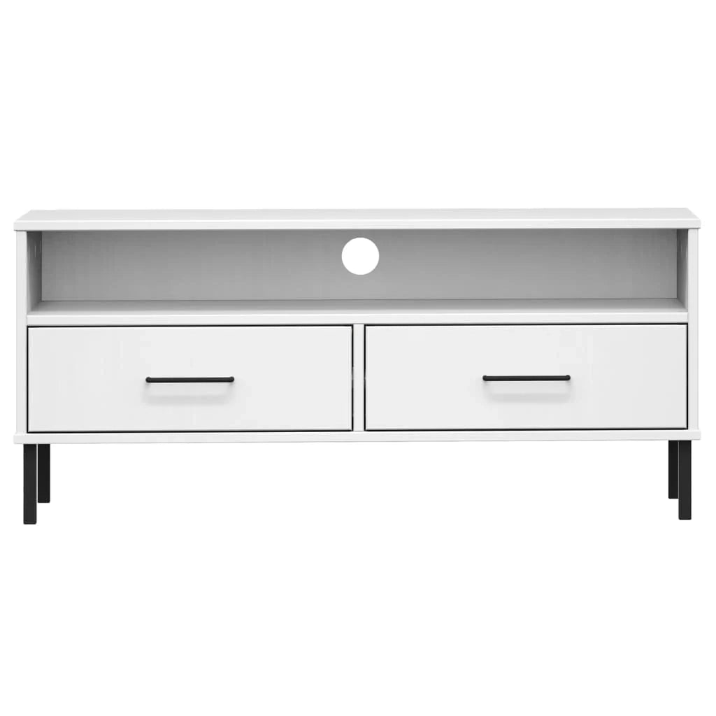 Mobile TV multimediale scaffale TV credenza mobile TV sala da pranzo soggiorno camera da letto con gambe in metallo legno di pino massiccio OSLO bianco 02_0026864