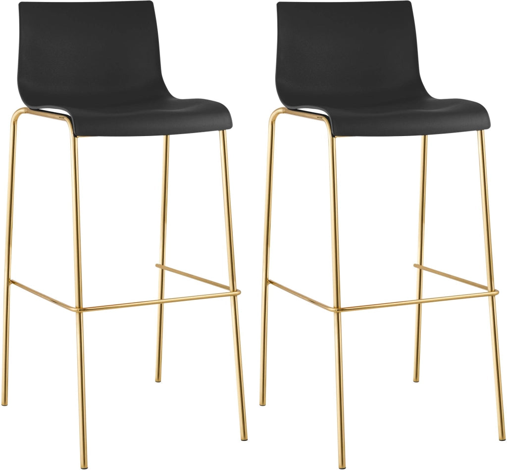 Set di 2 sgabelli da bar Hoover in plastica da 4 piedi color oro 2