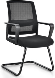 Sedia da ufficio, per riunioni e riunioni, ergonomica, con braccioli e supporto lombare, struttura in metallo, portata fino a 136 kg, seduta imbottita