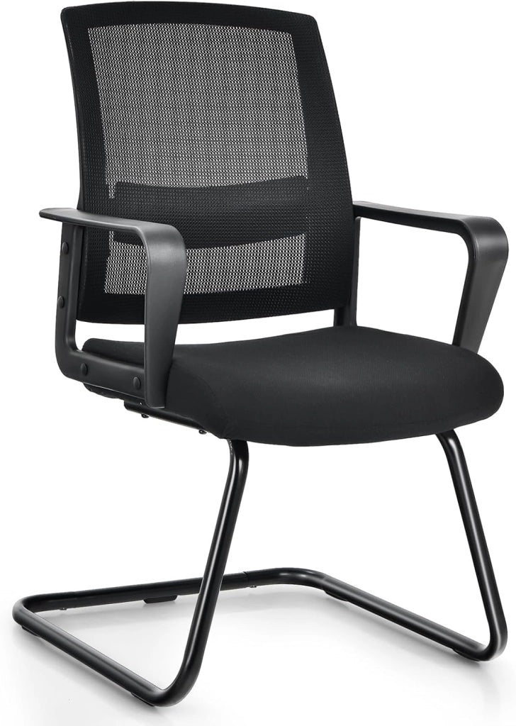 Sedia da ufficio, per riunioni e riunioni, ergonomica, con braccioli e supporto lombare, struttura in metallo, portata fino a 136 kg, seduta imbottita