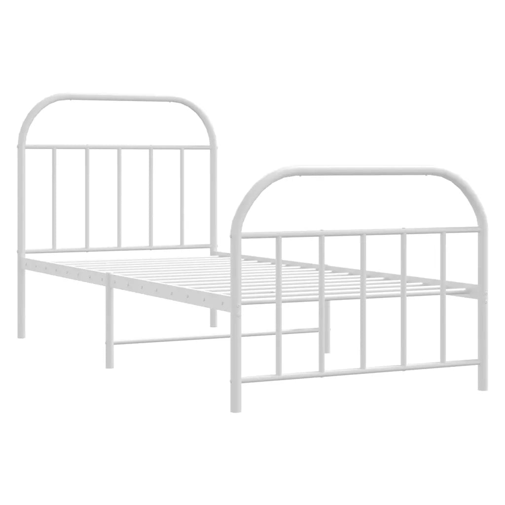 Giroletto con Testiera e Pediera-Struttura Letto Metallo Bianco 90x190 cm 490233