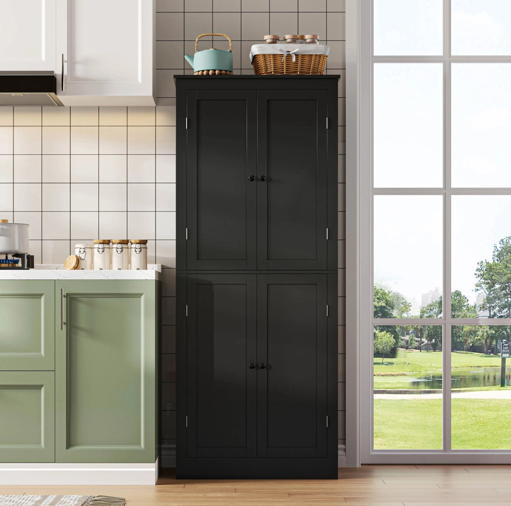 Credenza alta multifunzione 182x75x40 cm in MDF nero