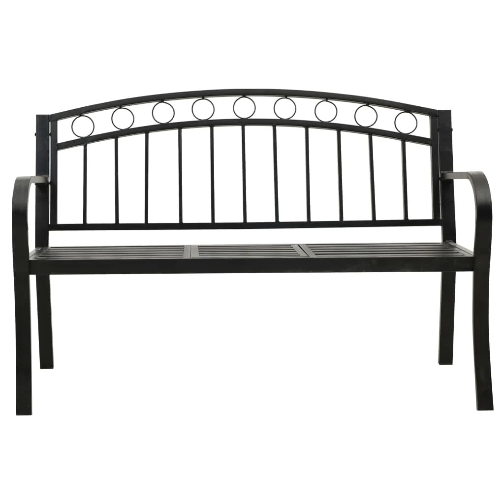 Panca da giardino mobili da esterno per patio terrazza con tavolo nero 120 cm acciaio 02_0011643