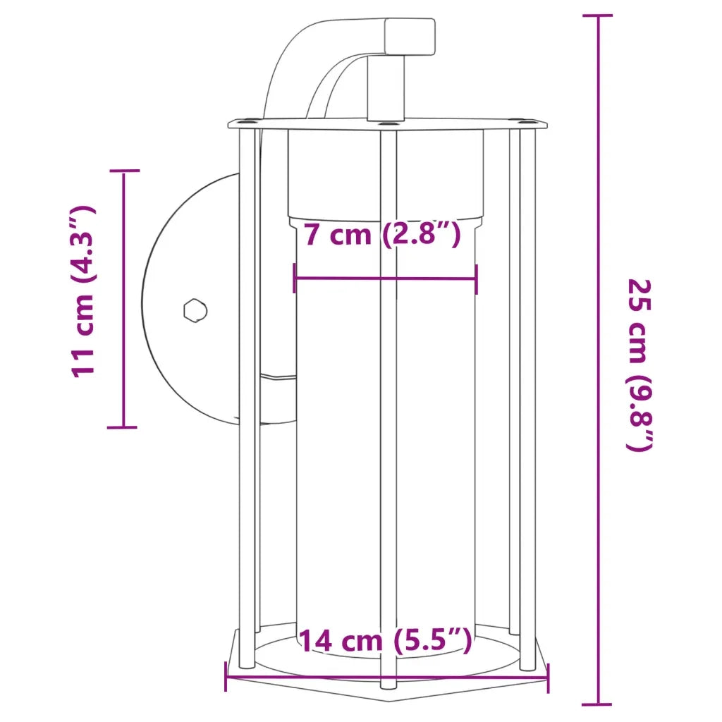 Applique da Esterno 2 pz Nere in Acciaio Inossidabile CFW4896535