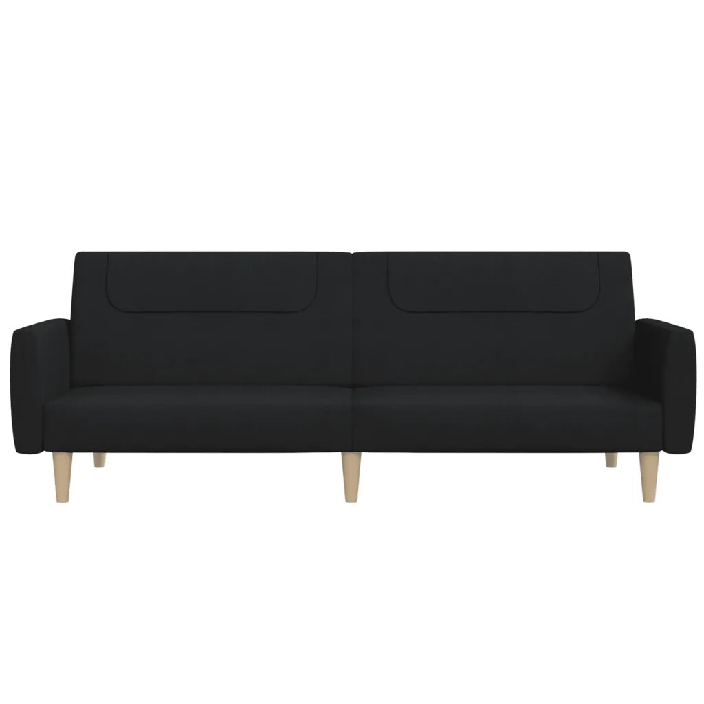Divano Letto a 2 Posti Nero in Tessuto 375786