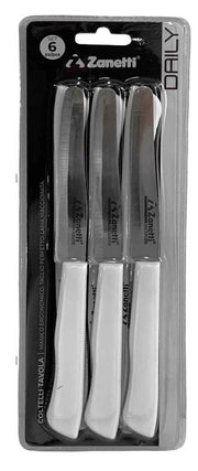 Set 6 Coltelli da Tavola Lama in Acciaio Inox Lama Seghettata Daily Bianco