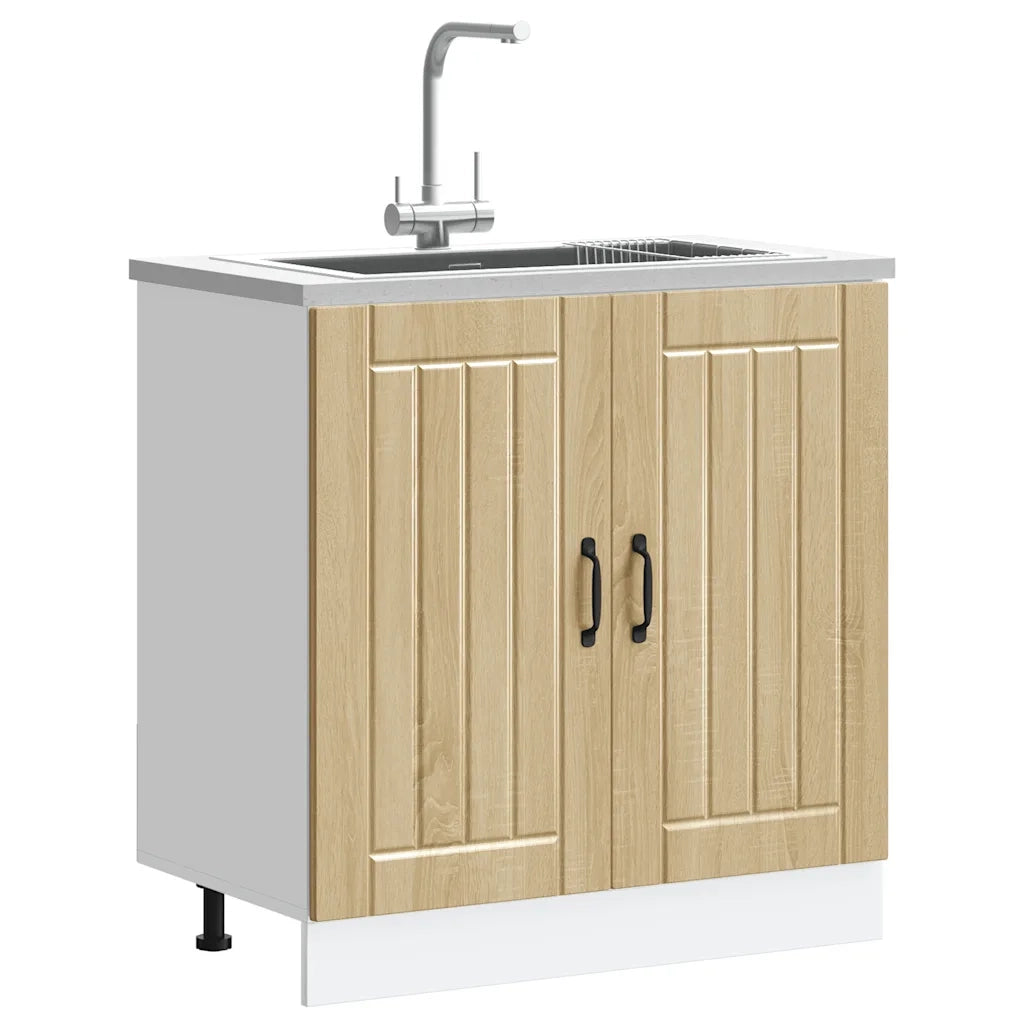 Mobile base lavello-Armadietto da bagno Lucca Rovere Sonoma in Legno Multistrato 876362