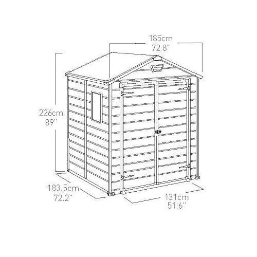 Keter 245104 Manor Pent Casetta da Giardino in Resina Tetto a Una Falda Pavimento Incluso 183,5x185x200 cm colore Grigio