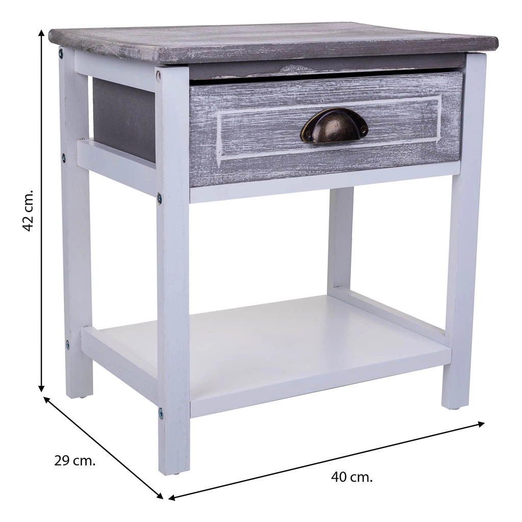 Comodino in legno bianco 40x29x42