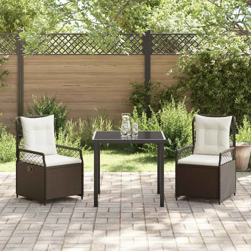 Set da Pranzo per Giardino 3 pcs Marrone polyrattan 3380988