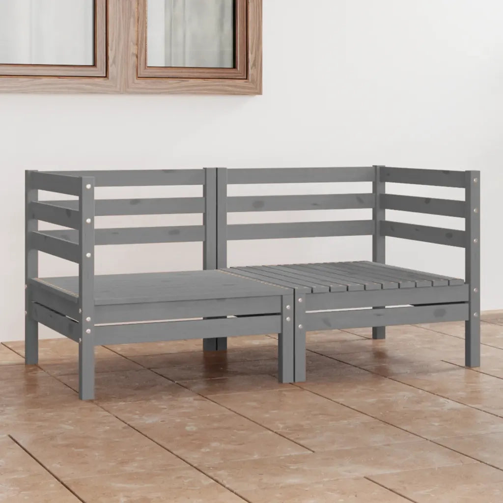Divano da Giardino a 2 Posti-Sofa da Giardino-Divano da esterno Grigio in Legno Massello di Pino 369585