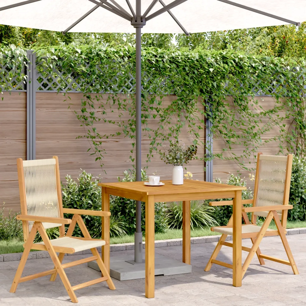 Sedie Giardino 2 pz | Sedie da Esterno Beige Legno Massello Acacia e Polipropilene