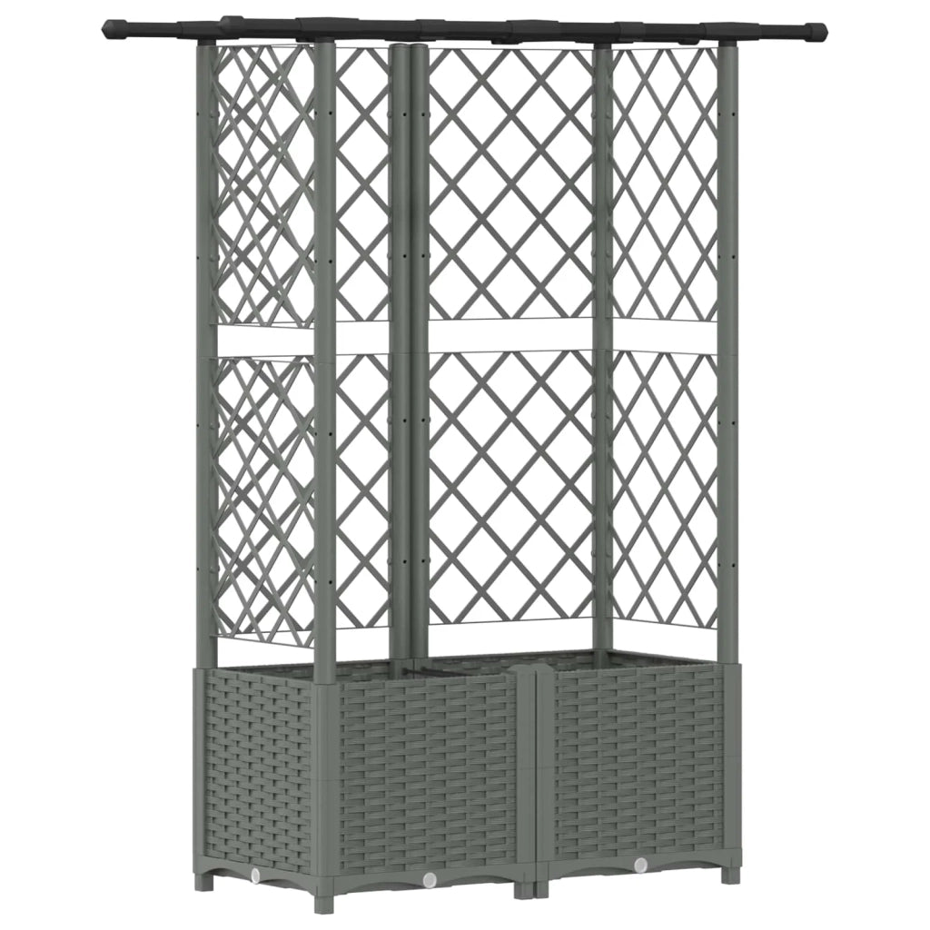 Letto Rialzato con Griglia e Tetto Grigio Chiaro PP 42032596