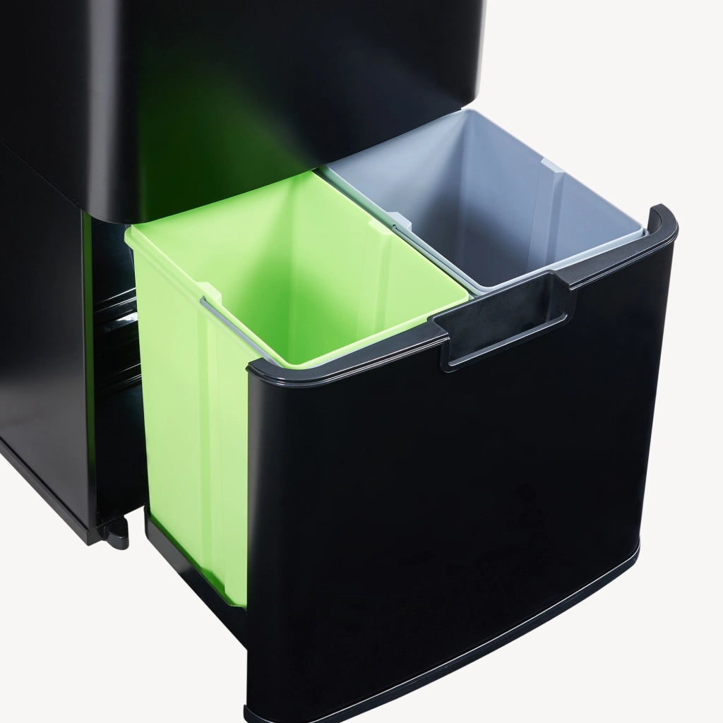Pattumiera Automatica Venna con Sensore a 3 Scomparti Capacità 62 L - Nero [en.casa]