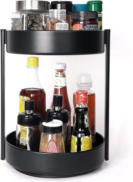 Kruidenrek 360° a due livelli con piatto di rotazione 255cm per armadi, sala da pranzo, bagno e superfici di lavoro