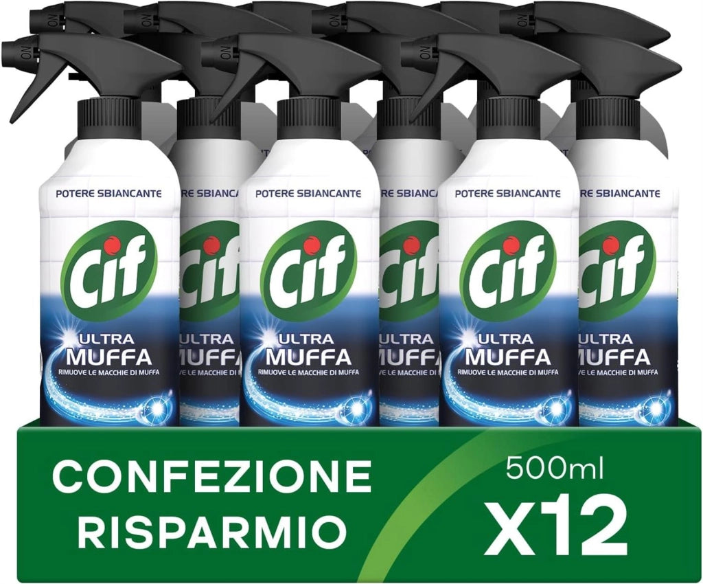 CIF SPRAY SET 12 PZ ANTIMUFFA CON POTERE SBIANCANTE FORMATO DA 500 ML L'UNO