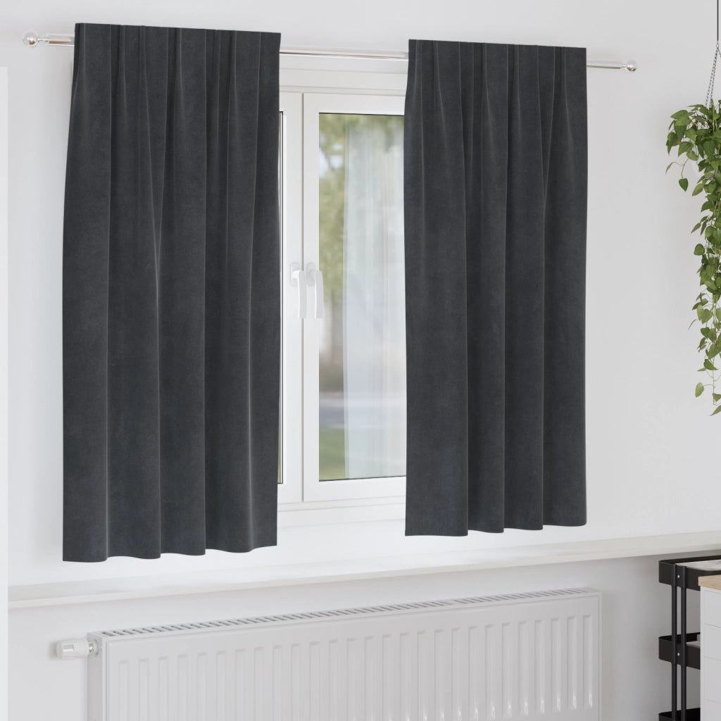 Tende oscuranti  con nastro superiore 2 pz Grigio chiaro in velluto