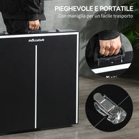 Tavolo Ping Pong Pieghevole 152x76x72 cm con Maniglia da Trasporto in Alluminio e Legno Nero