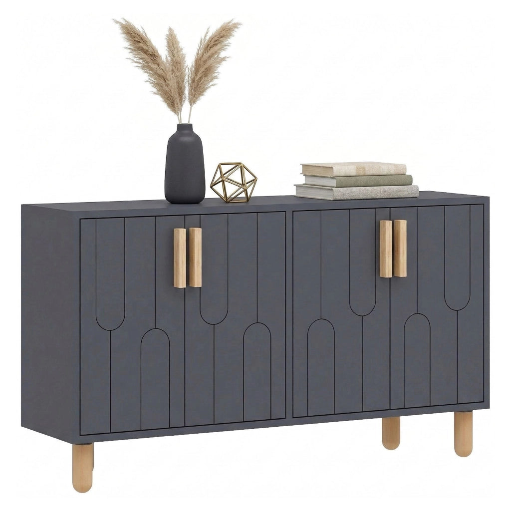 Madia Venerina, Credenza 2 Ripiani, 120x30x74h cm Nero Antracite