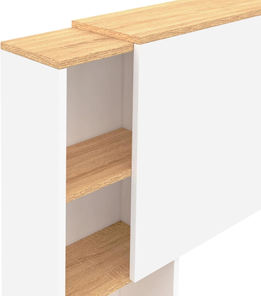 Cabecero extensible CATBA con almacenamiento deslizante para camas de 140 y 160 CM de madera y blancas