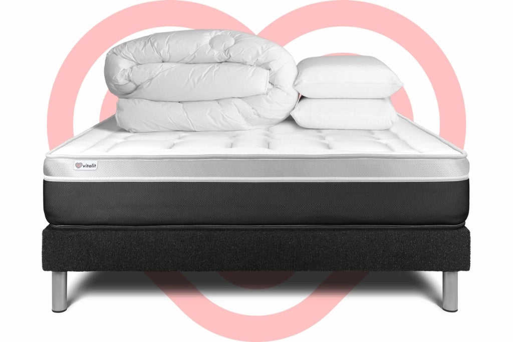 Pacchetto letto completo - Materasso 200x200cm + Box spring con doghe (kit) + 2 cuscini + Piumino - Vital Soft