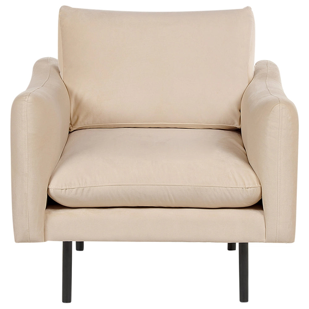 Set da soggiorno in velluto beige 5 posti Gambe Nere Stile Retrò Moderno