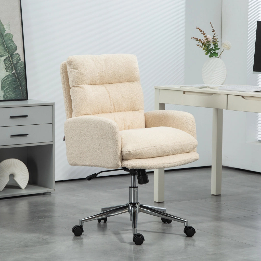 Sedia da ufficio imbottita ¨C zephmum ¨C girevole, con rotelle, crema