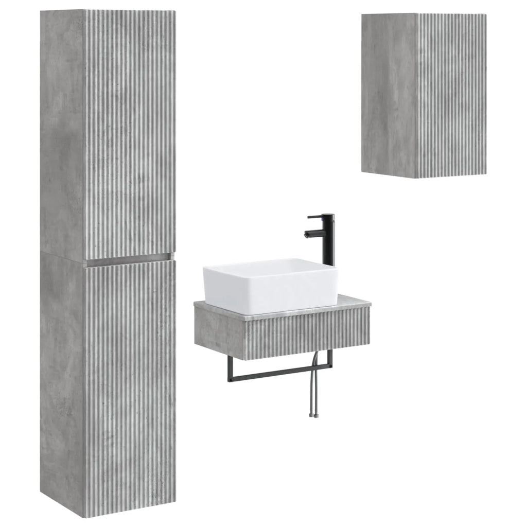 Set di mobili per il bagno 3 pz Grigio Cemento 3406056
