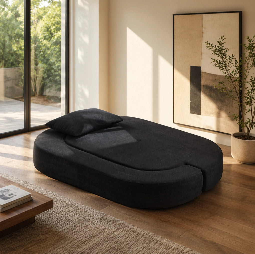 Divano letto pieghevole 3 in 1 in flanella nero