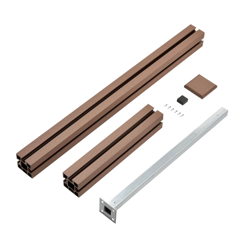 Recinzione in WPC per Giardino Staccionata da Elementi Inclinato e Rettangolari 183x799 cm Marrone NEU.HOLZ