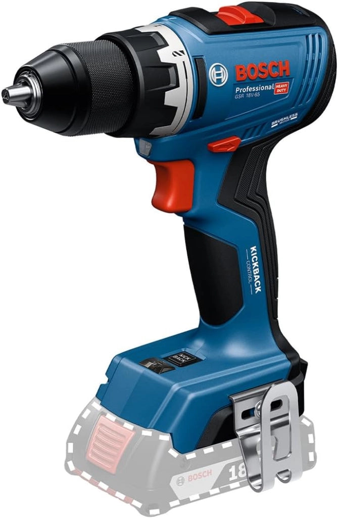 Bosch Professional 18V System Trapano-avvitatore a batteria GSR 18V-65 (motore brushless, lunghezza della testa 166, incl. 2 batterie GBA 4.0Ah, 82AC, L-Case)
