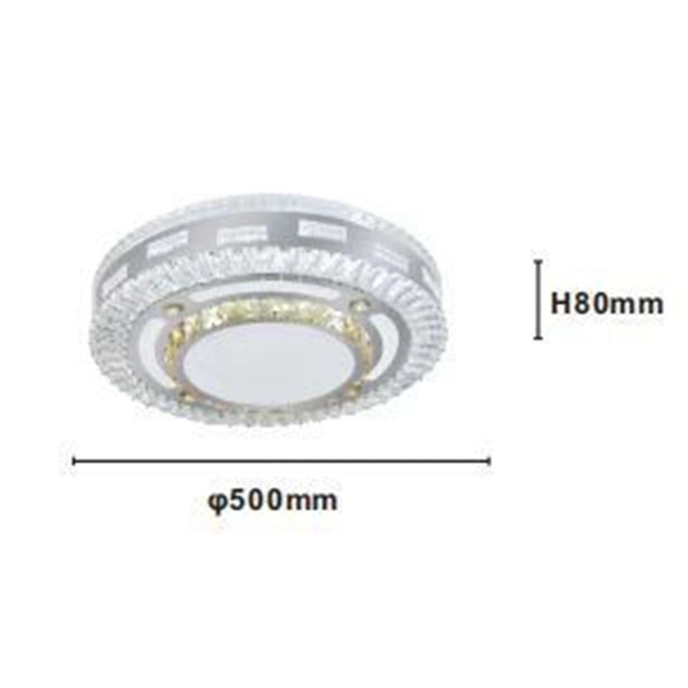 Trade Shop - Plafoniera Soffitto 65w ø50cm Led Design Tondo A Strati Con Cristalli Luce Fredda 17814 -