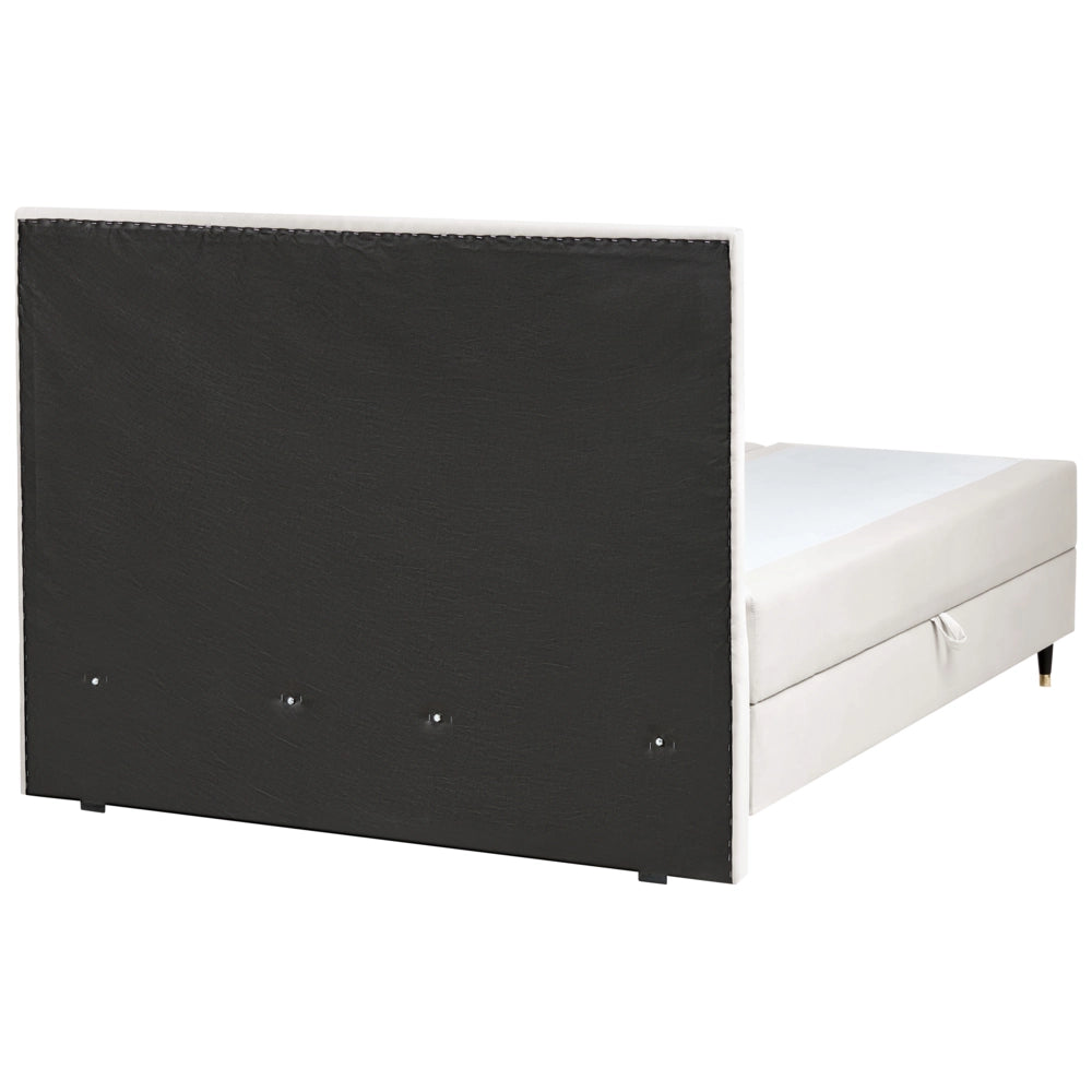 Letto matrimoniale in velluto bianco sporco con contenitore 160 x 200 cm stile glamour