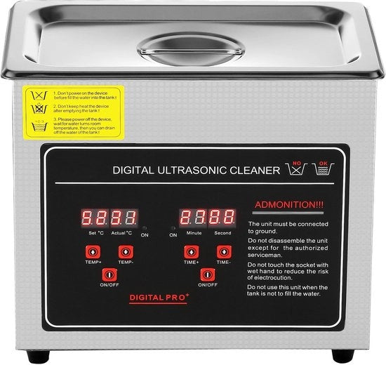 Ultrasuonico Pulitore, con Timer Digitale e Riscaldamento, Pulitore Professionale per Gioielli e Piccoli Componenti, Acciaio Inox, per Occhiali, Orologi, Anelli, Stampi di Stampa