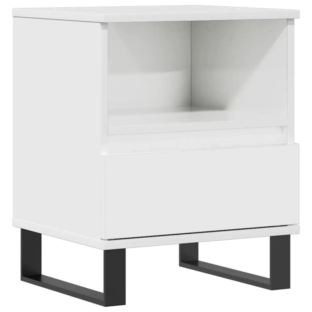Comodino | Armadio da Notte | Mobiletto da notte Bianco Lucido 40x35x50 cm in Legno Multistrato